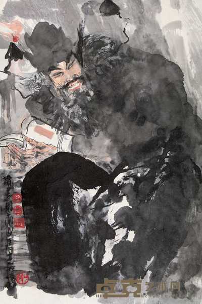 石齐  钟馗读书图 立轴 67×45cm